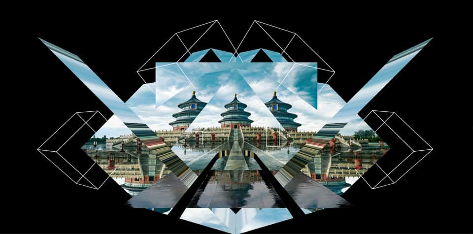 Photo of Adidas Running Lab installation in London showing a runner on a treadmill in front of a large LED screen displaying an abstract visualization of a cityscape.